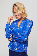 Olivia Blouse | Waterlily Cobalt/Purple