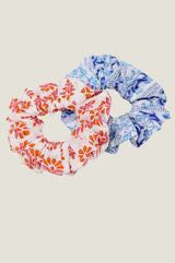 Block Print Scrunchie | Hot Coral