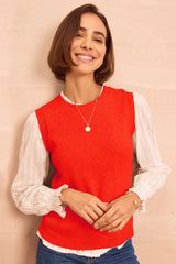 Merino Wool Knitted Short Tank | Bright Orange