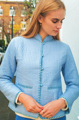Cotton Quilted Jacket | Steel Blue - Aspiga