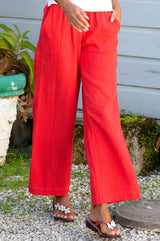 Organic Cotton Cheesecloth Trouser | Red - Aspiga