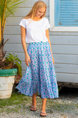 One Size Skirt | Botanical Posies Lilac/Blue