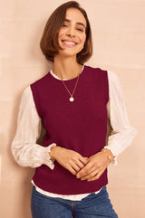 Merino Wool Knitted Short Tank | Wine