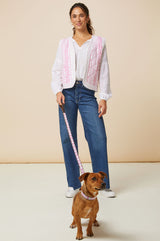 Arrow Dog Lead | Pink/White