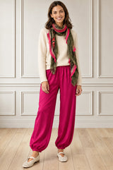 Bold Floral Print Scarf | Khaki/Red/Purple