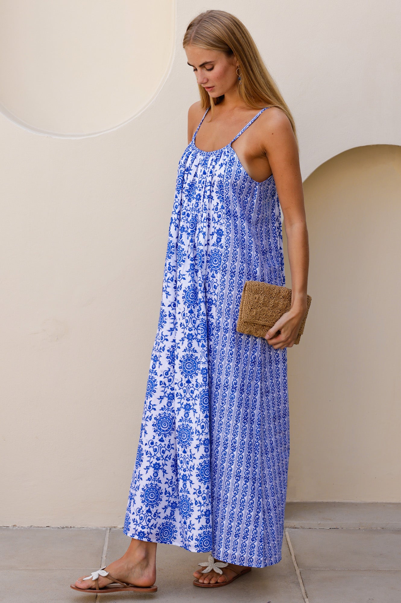 Aspiga Sustainable Womens Bella Block Print Sundress Dress Summer