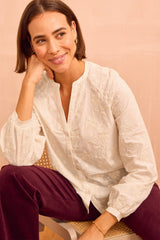 Adele Embroidered Blouse | Ivory