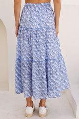 Bea Printed Organic Cotton Skirt | Clover Arches White/Blue