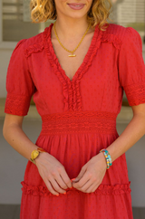 Viola Cotton Midi Dress | Hot Red