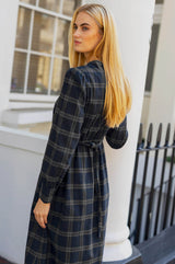 Harper Check Dress | Navy/Grey