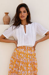 Vienna Short Sleeve Blouse | White - Aspiga