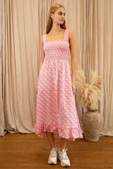 Rhianna Organic Cotton Dress | Clover Arches White/Pink