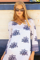 Guadalupe Maxi Organic Cotton Tunic | White/Navy