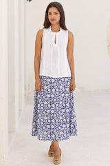 Neve A-line Organic Cotton Skirt | Navy/White - Aspiga