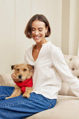 Mina Organic Cotton Cheesecloth Blouse | White