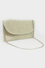 Beaded Clutch Bag | Silver/Champagne - Aspiga