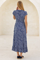 Demi EcoVero™ Wrap Dress | Circle Navy/White