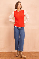 Merino Wool Knitted Short Tank | Bright Orange