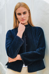 Velvet Quilted Jacket | Navy