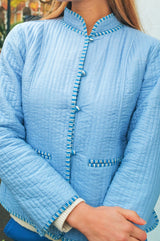 Cotton Quilted Jacket | Steel Blue - Aspiga