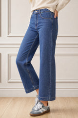 Denim Wide Leg Crop Jeans | Mid Wash - Aspiga
