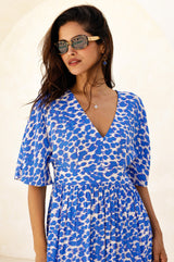 Lena EcoVero™ Dress | White/Blue - Aspiga