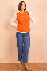 Merino Wool Knitted Short Tank | Bright Orange