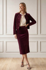Cropped French Knot Jacket | Burgundy