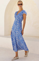 Sophie EcoVero™ Dress | White/Blue - Aspiga