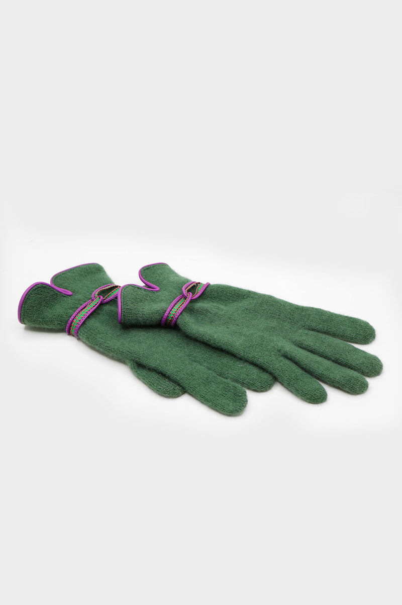 Touchscreen Wool & Cashmere Blend Gloves | Green/Purple