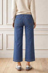 Denim Wide Leg Crop Jeans | Mid Wash - Aspiga