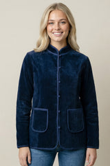 Velvet Quilted Jacket | Navy