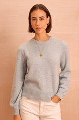 Alpaca Blend Puff Sleeve Jumper | Dusty Blue