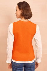Merino Wool Knitted Short Tank | Bright Orange