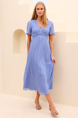 APPROVED Anais Crinkle Chiffon Dress | Bloom Blue/Cobalt - Aspiga