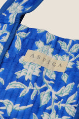 Block Print Quilted Tote Bag | Japanese Flower Cobalt
