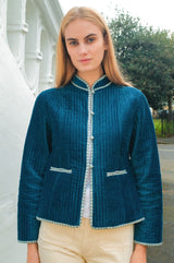 Velvet Quilted Jacket | Blue