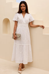 Edie Cotton Broderie Dress | White