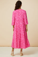 Emma EcoVero™ Midi Dress | Pink/Pink