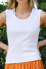 Rib Tank Top | White