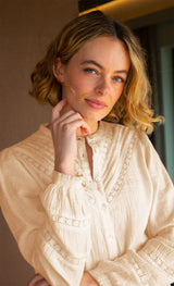 Chevron Lace Organic Cotton Cheesecloth Shirt | Ecru