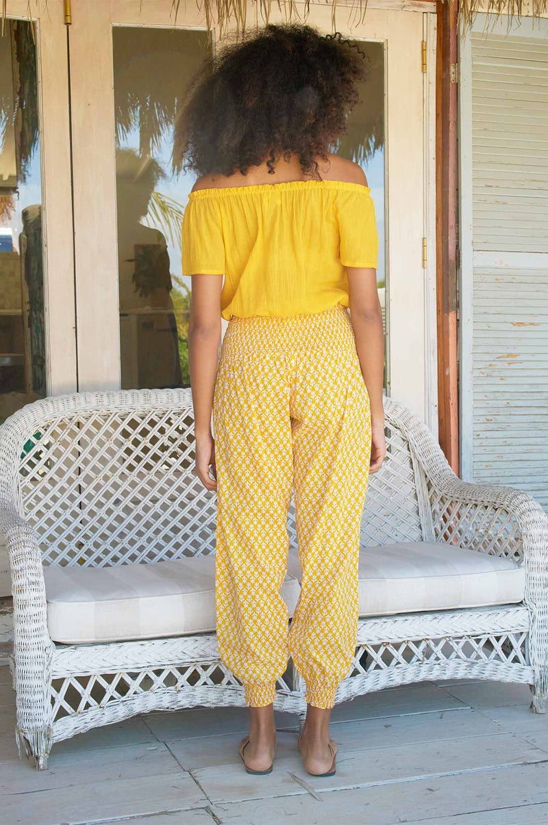 Harem Trousers | Buttercup Stamp Yellow/White