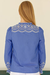APPROVED * NEEDS WC Embroidered Chambray Shirt| Blue - Aspiga