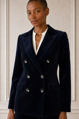 Oversized Double Breasted Corduroy Blazer | Deep Navy