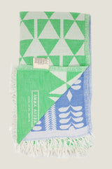 Pestemal Greek Absorbent Towels | Lime/Blue