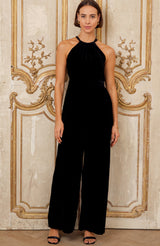 Josie Velvet Halter Neck Jumpsuit | Black