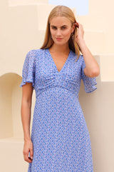 APPROVED Anais Crinkle Chiffon Dress | Bloom Blue/Cobalt - Aspiga