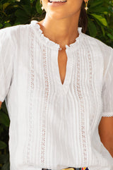 Vienna Short Sleeve Blouse | White - Aspiga