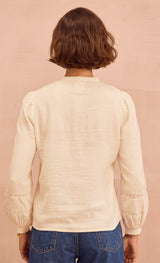 Chevron Lace Organic Cotton Cheesecloth Shirt | Ecru