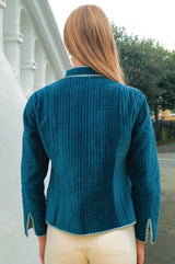 Velvet Quilted Jacket | Blue